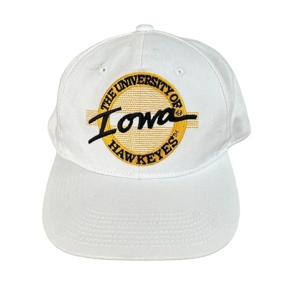 Vintage Iowa Hawkeyes Large Circle Logo Adjustable Snapback Hat EUC 90s
